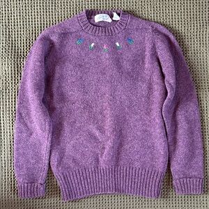 Elegant Purple Women's Sweater with Embroidered Accents